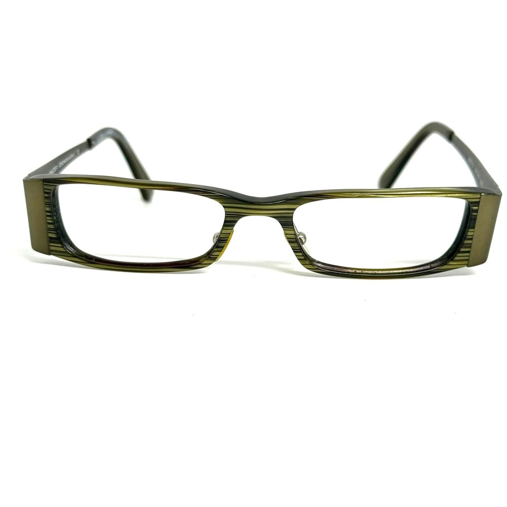 Bellinger Denmark BAC15 Eyeglass Frames Olive Green Striped Rectangular 51-18